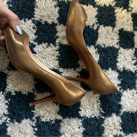 Christian Louboutin metallic peep toe heel 39 - Picture 7 of 8